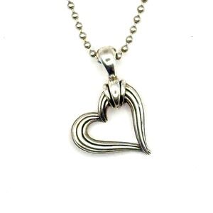 Lagos Silver Open Fluted Heart Pendant Necklace